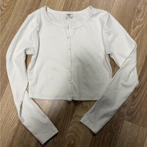 Aritzia White Long Sleeve Button-Up Top